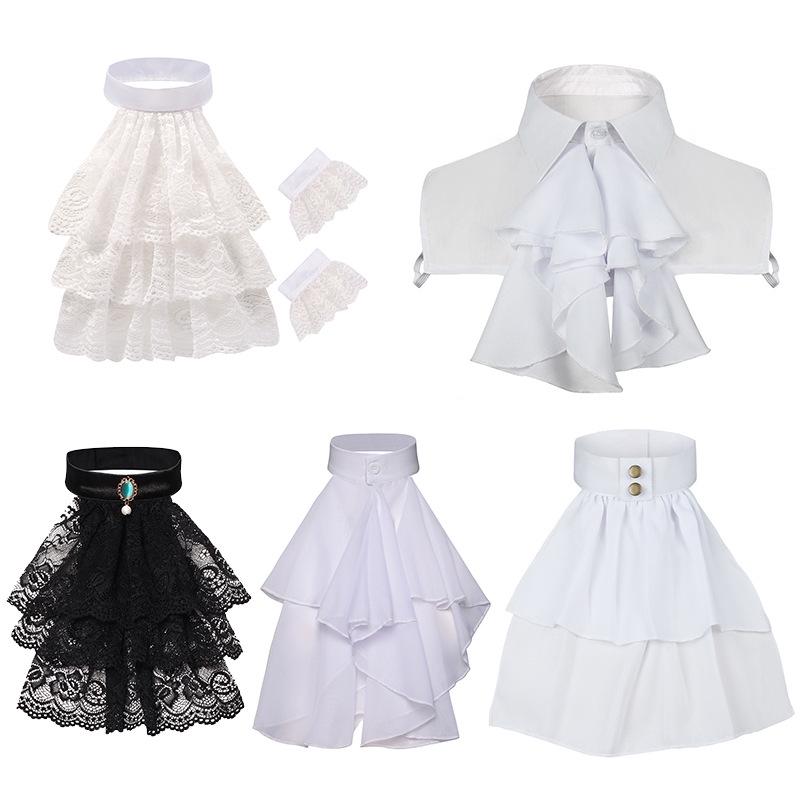 

Retro French Blouse: Embroidered Peter Pan Collar with Lace Trim Dickey One Size