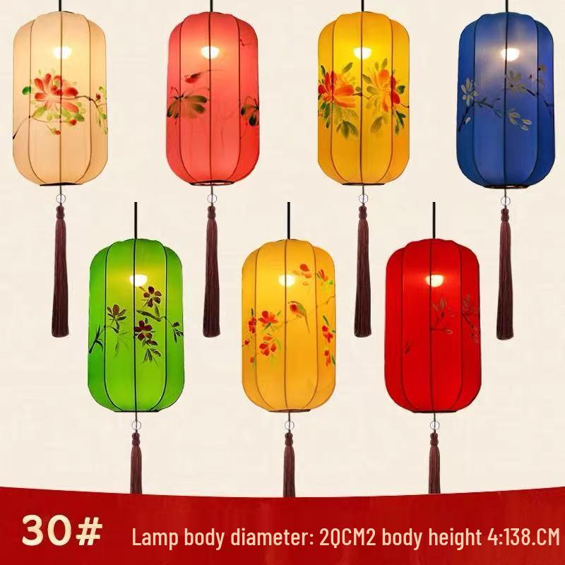 Hand-Painted Winter Melon Style Chinese Fabric Lanterns