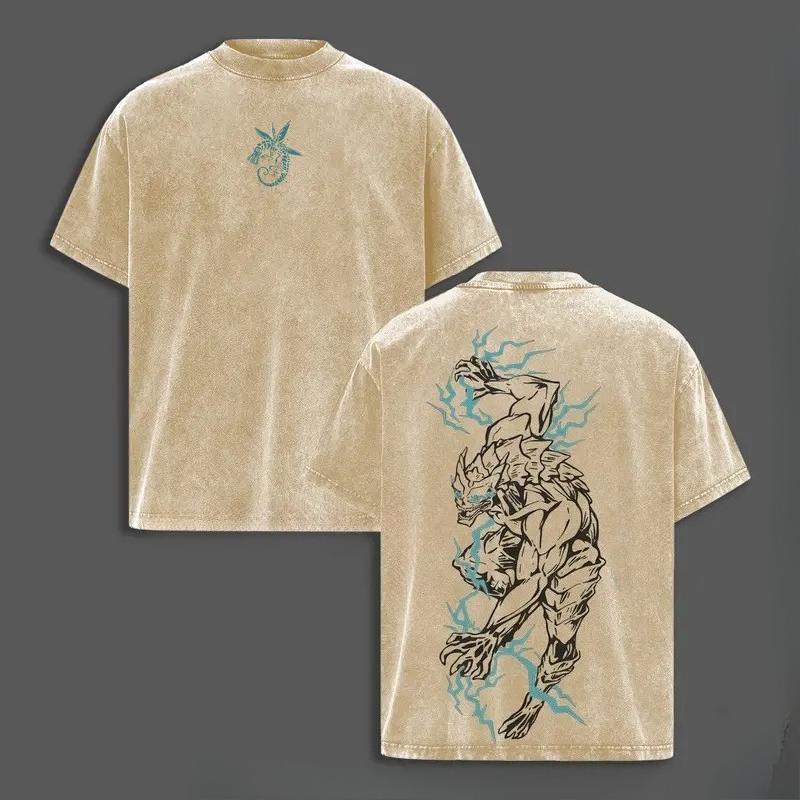 Kaiju No. 8 Anime Graphic T-shirt For Men Women Clothing Tops Vintage Washed Oversized T Shirt Cotton Short Sleeve Graphic Tees