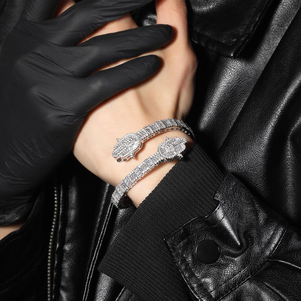 Fashion Fatima Hand Bracelet Men's Personality Zircon Palm Bracelet Hip Hop