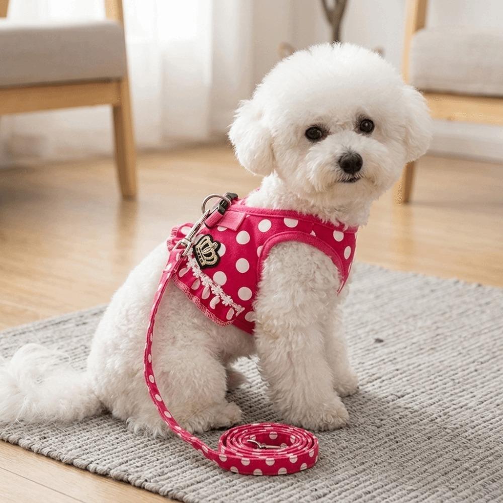 Soft Webbing Small Dog Vest Harness Pink Tone Pet Walking Harness Pet Daily Outing