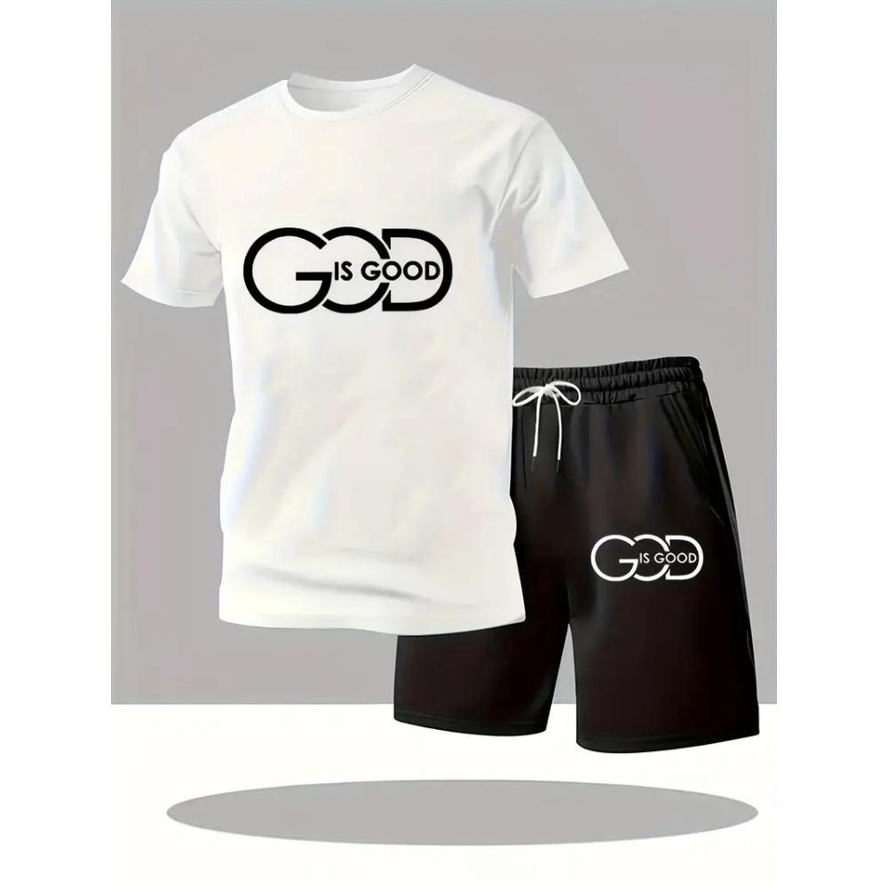 

Men s Round Neck Short Sleeved Set, Outdoor Simple Round Neck Top, Casual and Comfortable Shorts S
