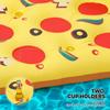 71 Zoll große aufblasbare Pizza-Poolmatratze für Erwachsene – Riesiges Pizzastück-Design, mit Getränkehalter und Schnellaufblasfunktion, robustes PVC