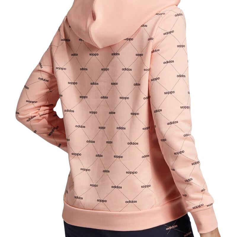 adidas Damen Sweatshirt mit Kapuze, lässig, langärmlig, mit Buchstabenprint, rosa, EI6246
