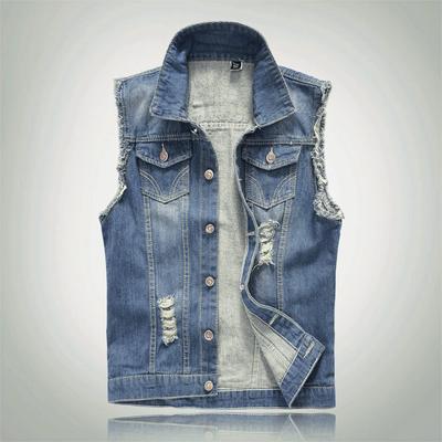 Men's New Fashion Denim Vest Casual Cowboy Jacket In Shoulder Blouse