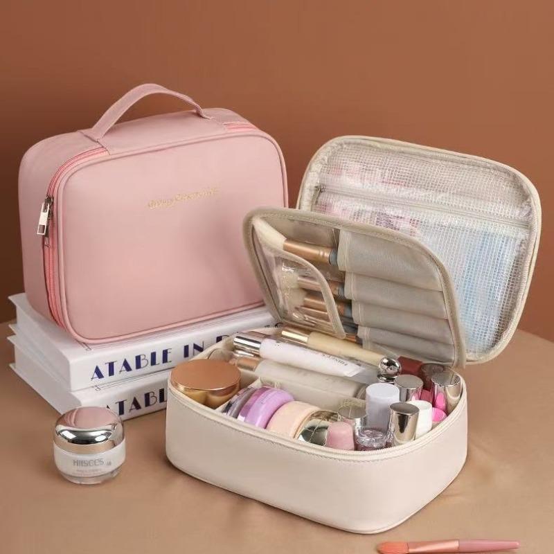 Cosmetics Storage Bag with Divided Compartments, Hand-held Makeup Bag, Large-capacity Travel Cosmetics Storage Bag