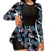 Zip Up Skirt Style Bikinis For Sports And Surfing Long Sleeve Sun Protective Swimwear With Waist Cinching Design