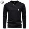 Polo Ralph Lauren 2025 Høst Ny Herre Broderi Casual V-hals Langermet T-skjorte Slim Fit Base Skjorte Ren Bomull T-skjorte Topp for Menn
