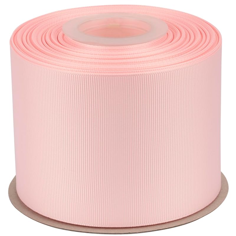 

[Tekdeere]Width 75mm solid light pink grosgrain ribbon, perfect for gift wrapping, sewing, hair accessories, wedding decorations - 22 meters/roll