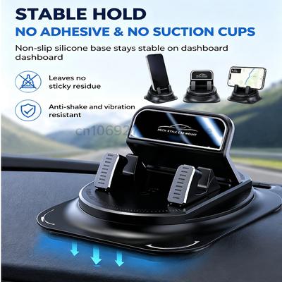 Car Phone Holder Car Dashboard Support Bracket Mount Anti-Slip Pad Universal 360 Degree Rotatable Navigation Holder Accessories