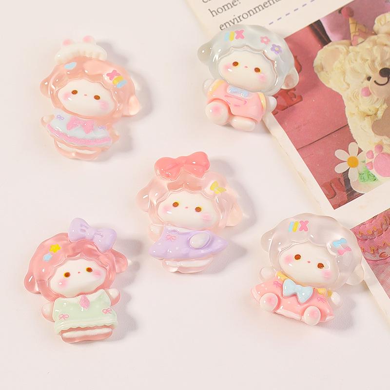 Adorable Cartoon Resin Sheep Accessories - Transparent Ice DIY Patch for Phone Cases, Refrigerator Magnets, Shoe Charms