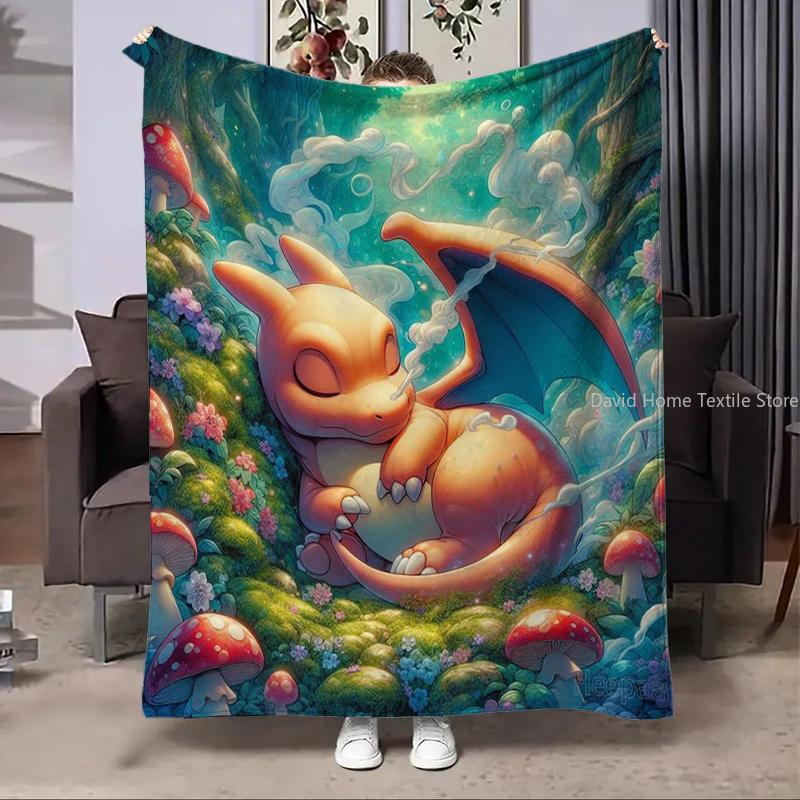 

Charizard Pokemon Fire Dragon Anime Flannel Blanket Fluffy Children Adults Sofa Plush Bedspread Throw Lunch Blanket for Sofa Bed 30x40in