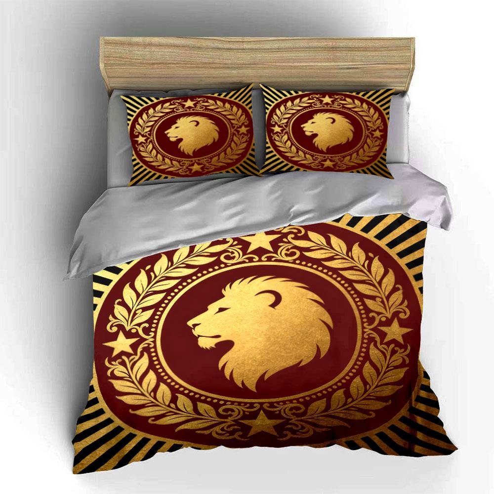 Lion-Themed Decorative Set Soft Comfortable Duvet Cover Bedding Set Included 1*Duvet Cover & 2*Pillowcases, Gift