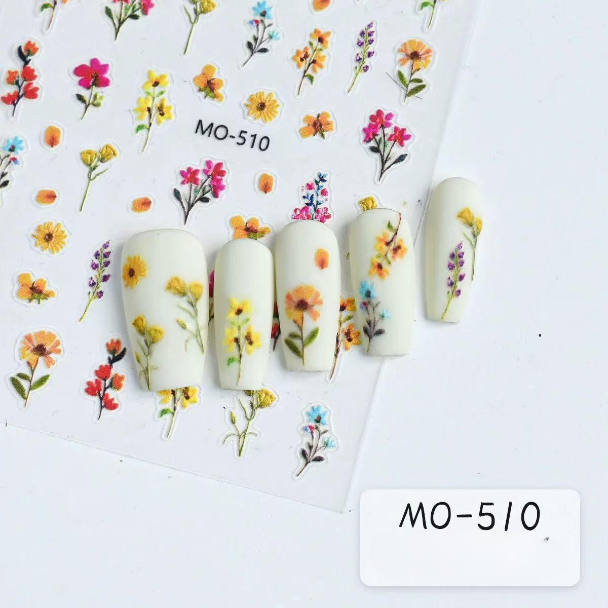 

Spring Flower Nail Art Sticker New Year Embossed Three-dimensional Daisy Small Wild Flowers Small Fresh Colorful Flower Stickers T274-Spring Flower (510)