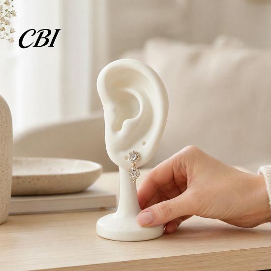 Black Earring Holder Human Ear Holder, Shaped Jewelry Stand, Storage Organizer, Display Stand for Home Dresser Store Counter Use