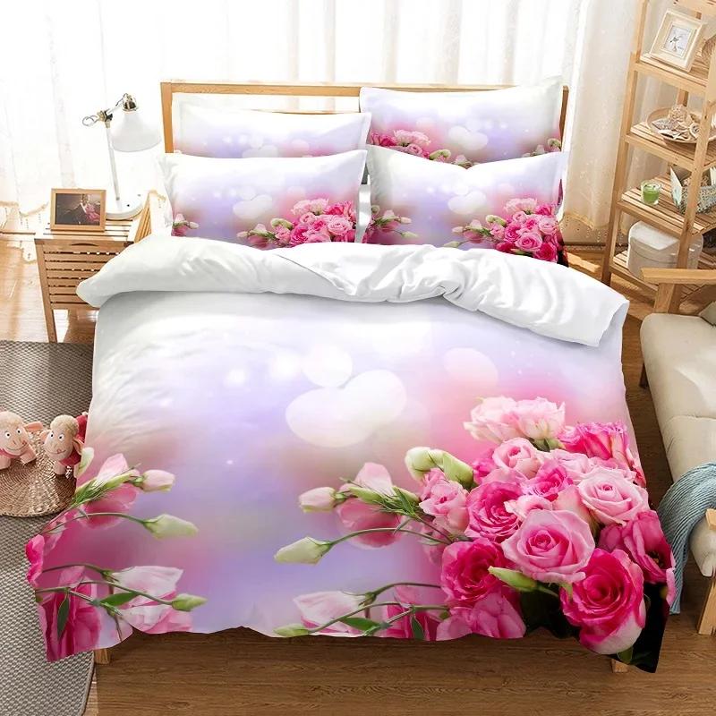 Comforter Pink Bed Set Queen Size Bedding Adults Winter Wedding Bedding Set S Queen King Bedroom Home Textile Ropa De Cama