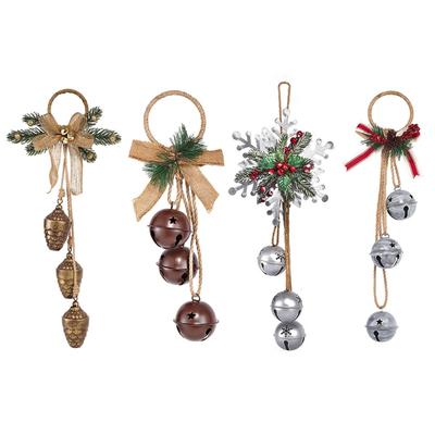 Chic Rustic Style Vintage Christmas Decorations Metal JingleBells On Rope for Wall Hanging Decorations
