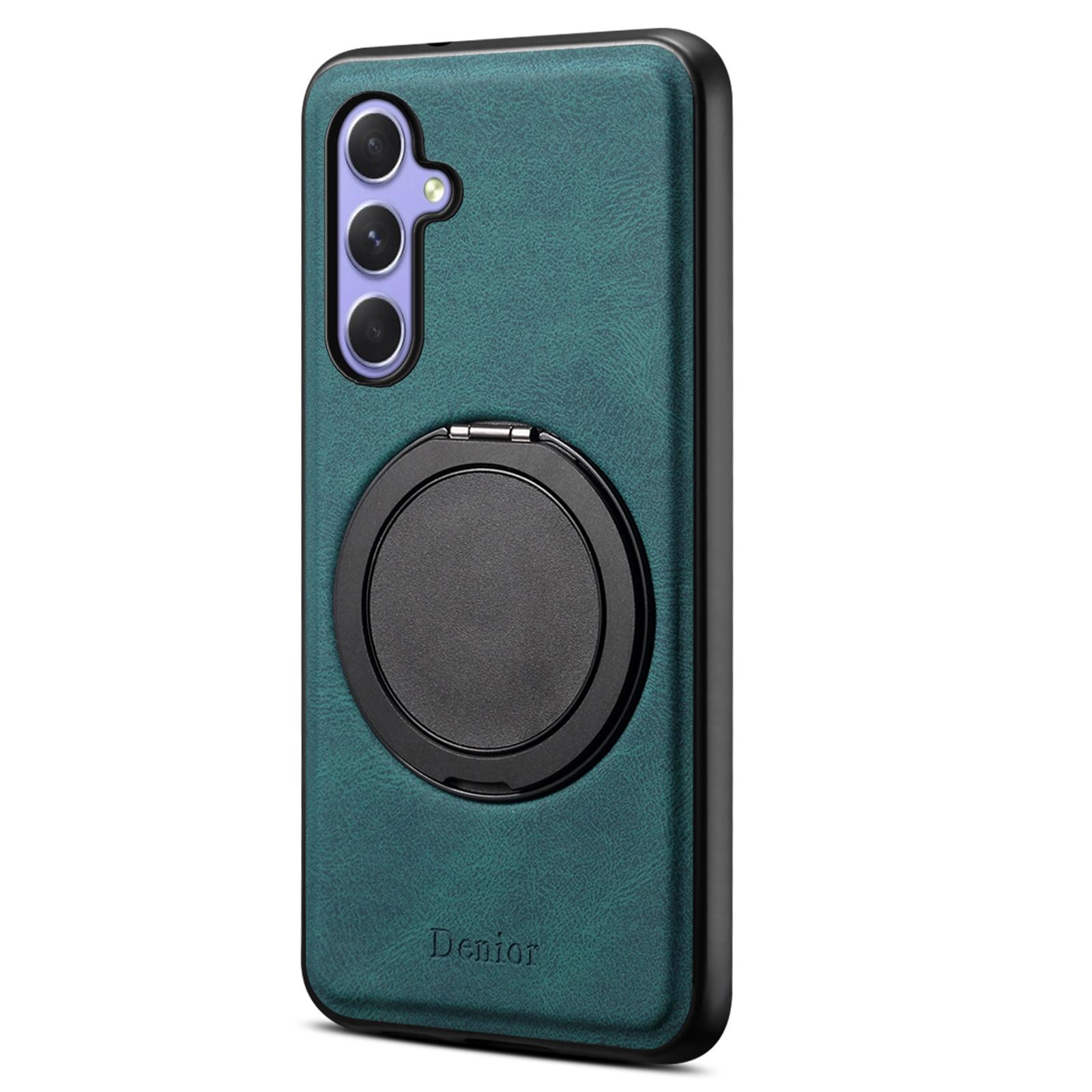 

DENIOR A14 For Samsung Galaxy A35 5G Magnetic Case Rotary Kickstand Leather PC TPU Phone Cover Blue