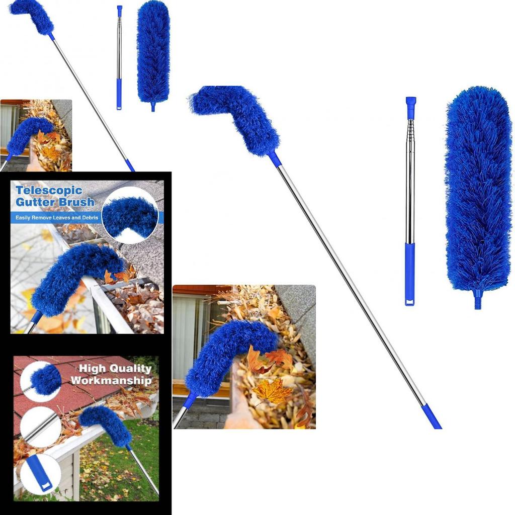 Gutter Cleaning Brush With Telescopic Extendable Pole For Home Maintenance And Dust Removal
