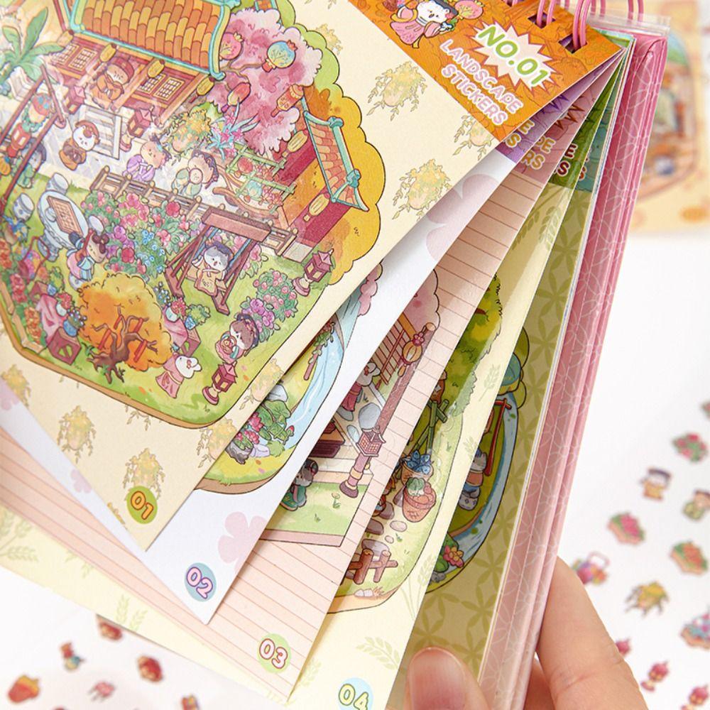 Kínai stílusú 3D tájkép matrica PET miniatűr jelenet kollázs ajándék