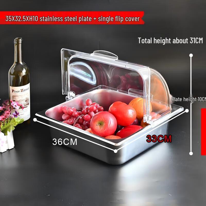 Stainless Steel Buffet Display Tray with Transparent Lid