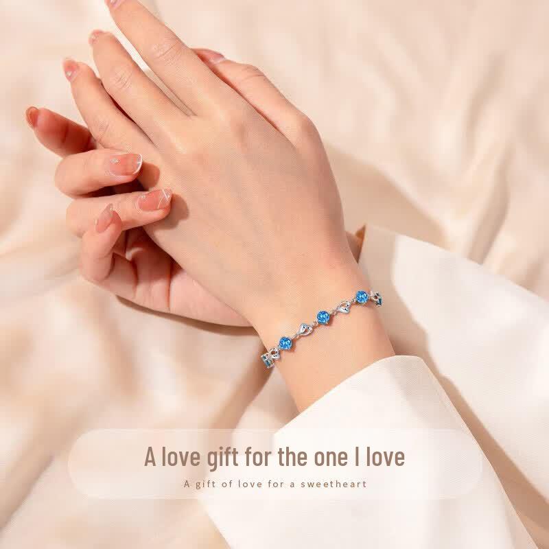 ALLOVE Ocean Heart Sterling Silver Bracelet for Women