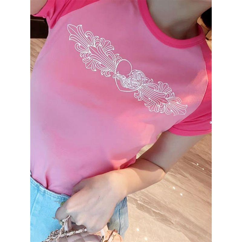 

Earth Store Модная Сексуальная Стильная Футболка Контрастного Цвета Женская Короткая Летняя Приталенная Рукав Реглан Принт Топы Мода Black and White L