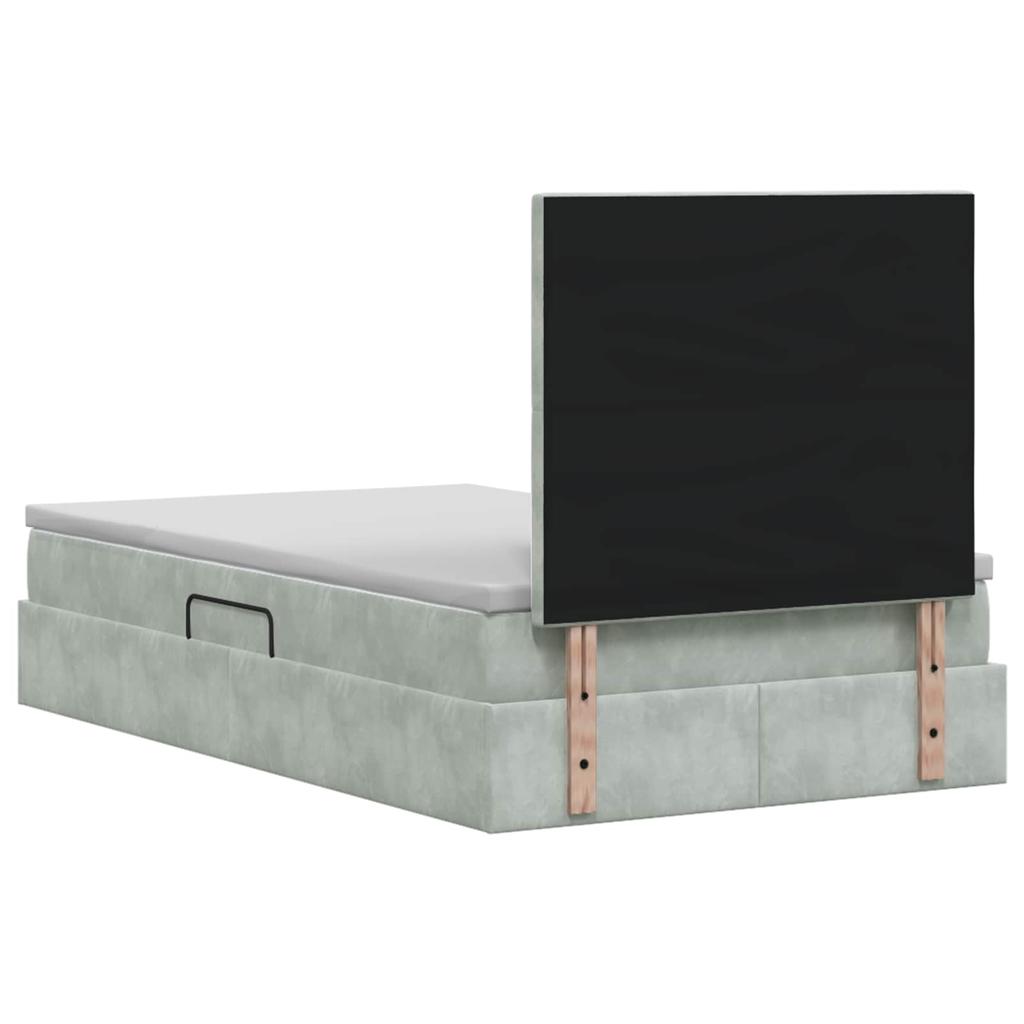 Storage Bed with Mattress Light Grey 120 X 200 Cm Velvet