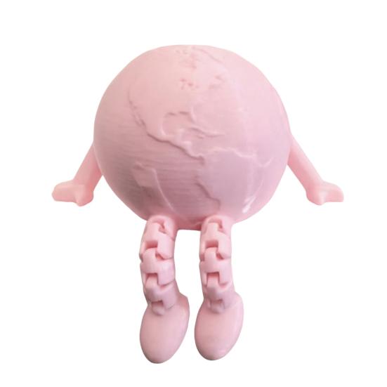 3D Printed Articulated Earth Figurine, Flexible Poseable Earth Buddy Statue, Cute Fidget Ornament, Matte Smooth Decor for Home Office Desk Car,