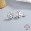 925 Sterling Silver Halo Cubic Zirconia Ear Studs - Multiple Sizes Hypoallergenic Bridal Jewelry