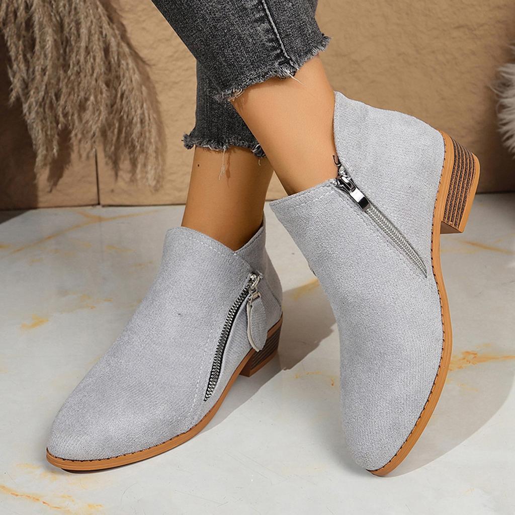 Dámské kozačky Podzim/zima Kotníkové kozačky na straně Dámské Nízký podpatek Nízká holeň Studentský vysokoškolský styl Dámské boty Pohodlné outdoorové boty