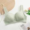 Light Green Lace Front Closure Bra with Wide Comfort Straps and Non Wired Support