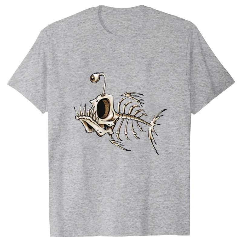 Bonefish Skull Deep Sea Fish Skeleton Funny Fisherman Angler T-Shirt Cotton O-Neck Short Sleeve Men T Shirt Oversize Streetwear