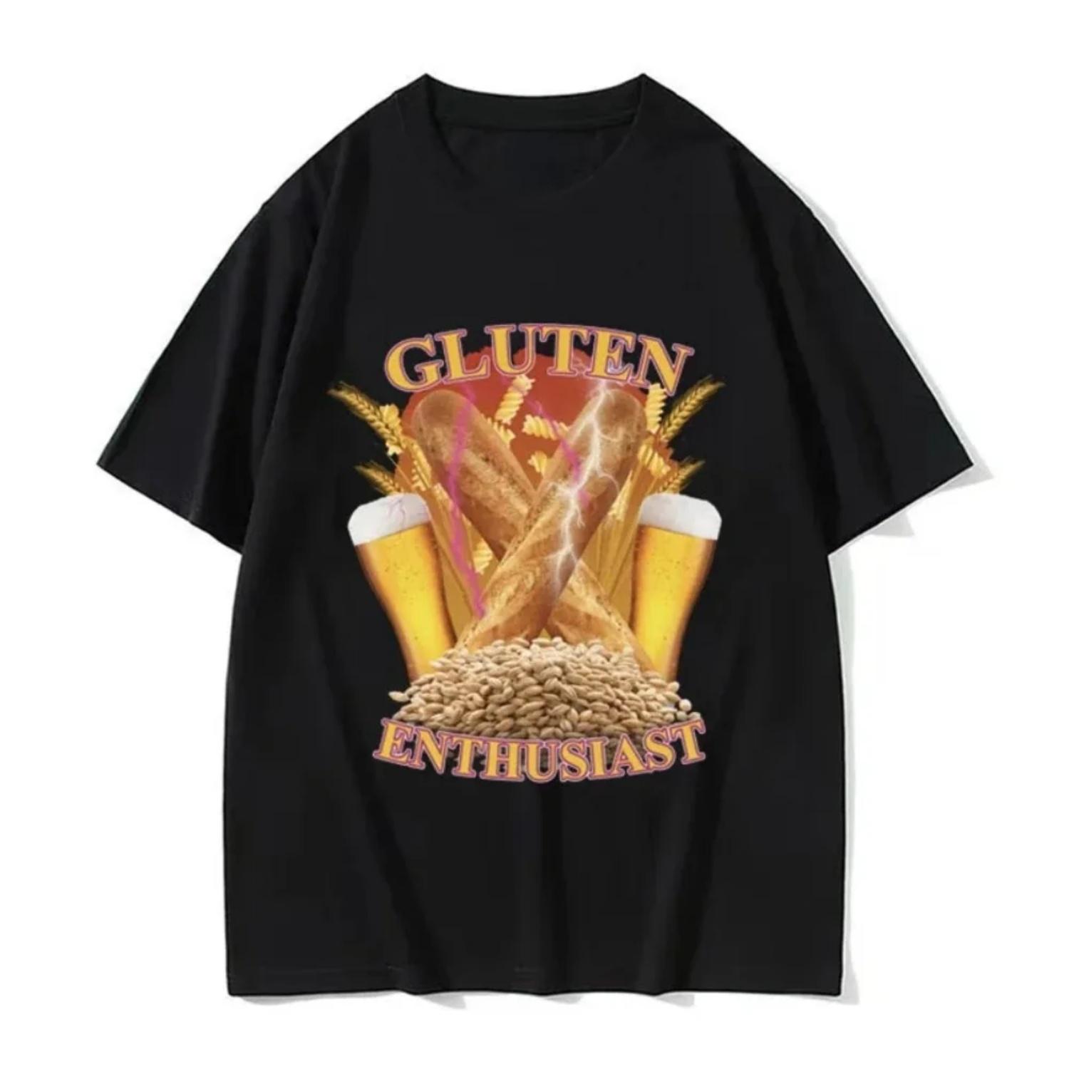 

Gluten Lover Wheat Beer Fun Printed Cotton Summer Short Sleeve Outdoors Breathable T-shirt Ropa Hombre Street Fashion XXXXXL чорний