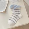 Female Summer Thin Model Breathable Mesh Simple Stripe Sweet Lace In The Tube Pile Socks
