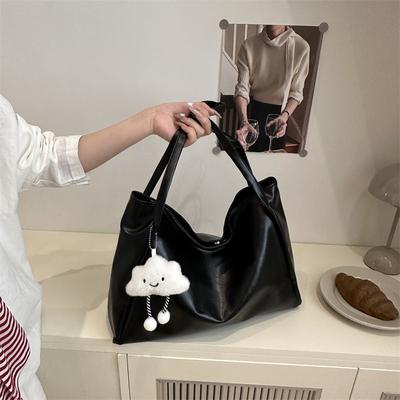 Tote Bag Large Capacity Summer New Solid Color Casual Simple Versatile Portable Shoulder Armpit Bag Commuter Bag