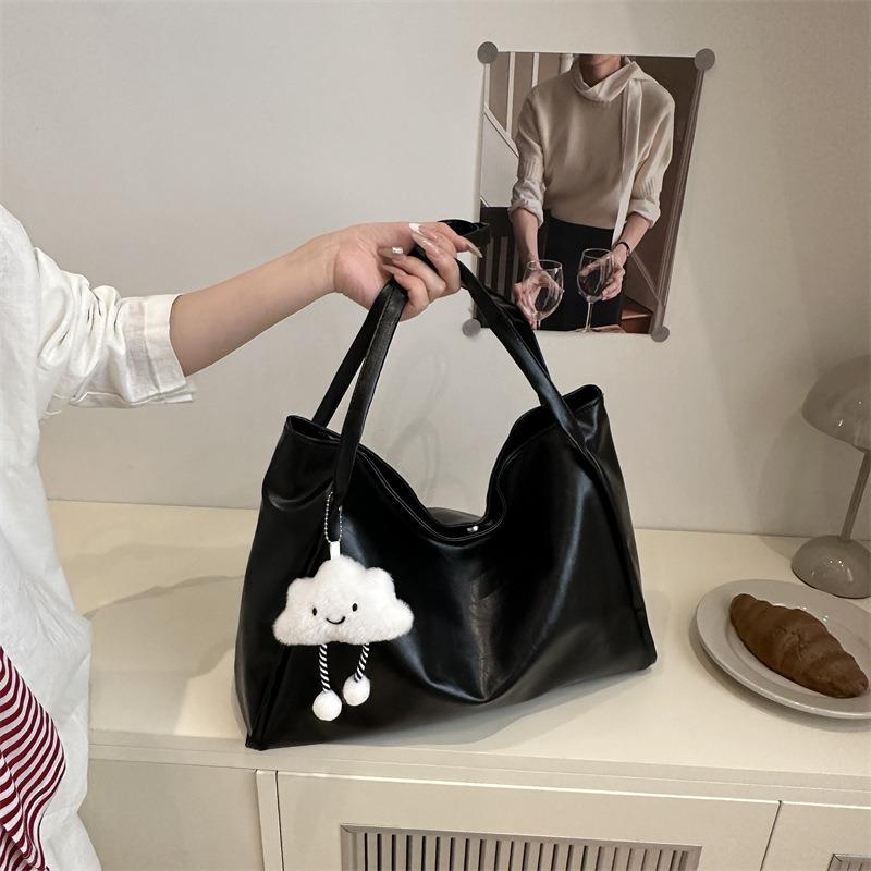 Tote bag large capacity summer new solid color casual simple versatile portable shoulder armpit bag commuter bag