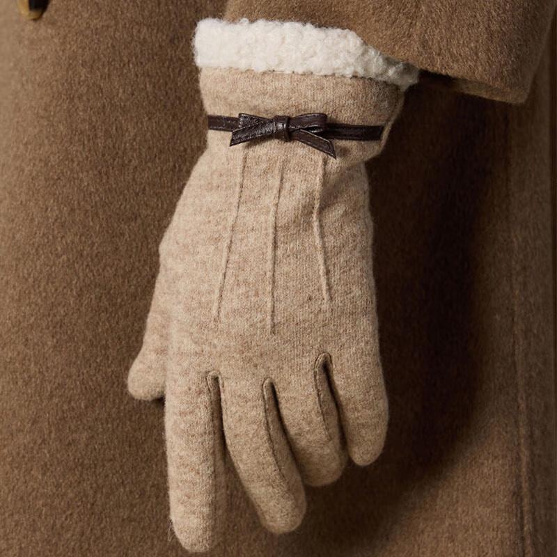 JIUMU Women's Winter Fleece-Lined Wool Touchscreen Gloves