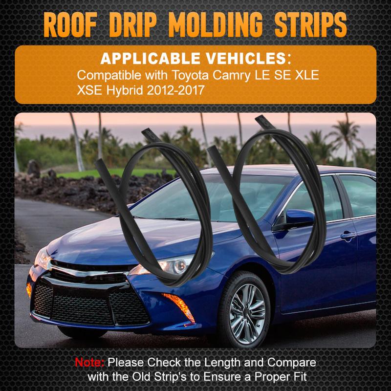 Left and Right Car Roof Rubber Drip Side Finish Moulding Seal Strips Rubber for Toyota Camry LE SE XLE XSE Hybrid 2012-2017
