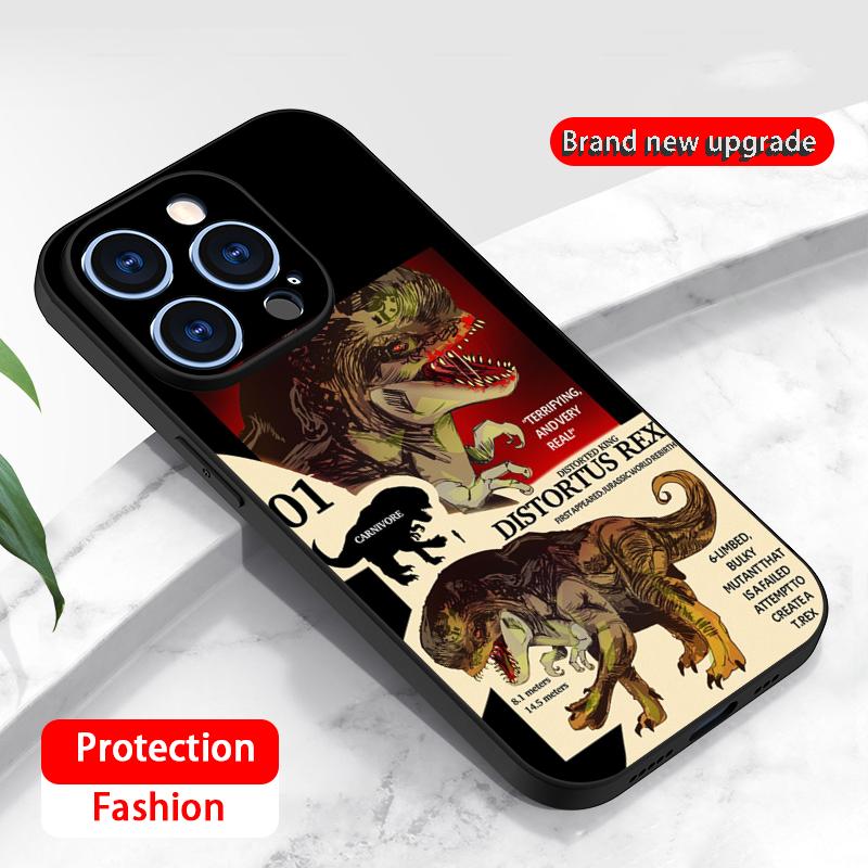 

DISTORTUS REX cool Jurassic pattern Phone Case For iPhone 16 16e 15 14 13 12 11 Plus Mini Pro Max Soft black Shockproof Cover iPhone 12