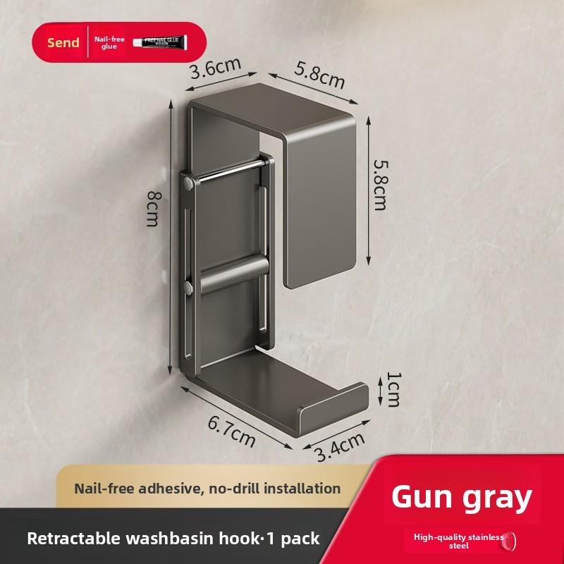 Stainless Steel Sink Hook With Adhesive Mounting For Bathroom And Toilet Storage