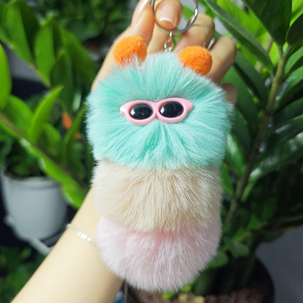 Cute Caterpillar Keychain Cartoon Plush Pendant Doll Bag Pendant Creative Car