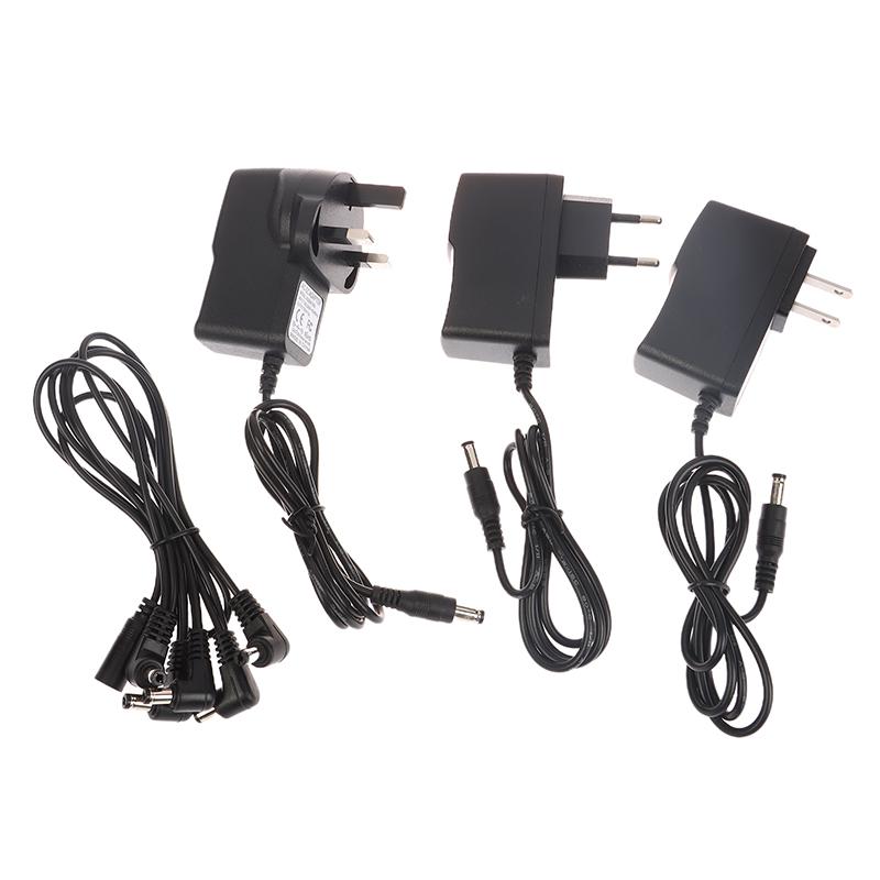 ABD/BK/AB Fişli 1'den 5'e DC 9V 1A Gitar Pedalı Güç Kaynağı Adaptörü AC 100-240V Müzik Aleti Gitar Parçaları Efekt Pedalı İçin