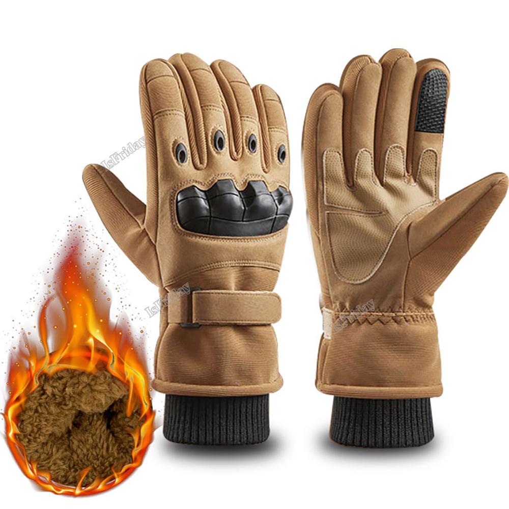 Full Finger Winter Warm Tactical Gloves Military Combat Touch Screen Thermal Gloves Outdoor Use Skiing Hunting Guard Gloves Men