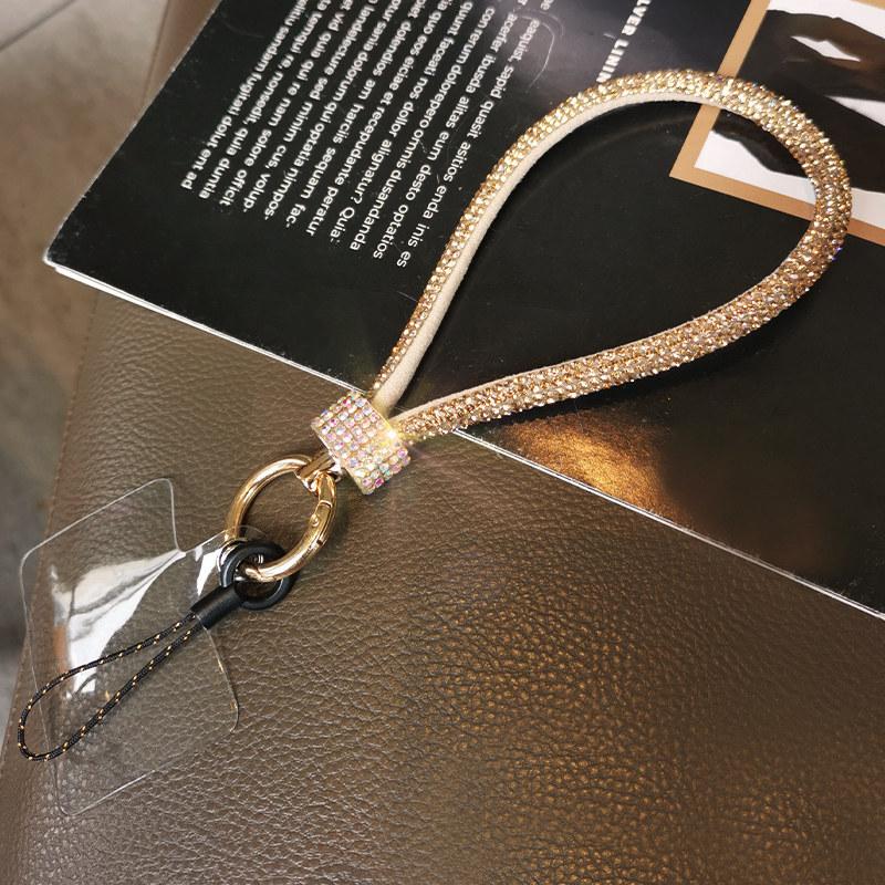 Fashion Luxury Rhinestone Mobile Phone Lanyard, Short Wrist Portable Strong Anti‑Lost Rope, Phone Case Decorative Pendant Phone Chain