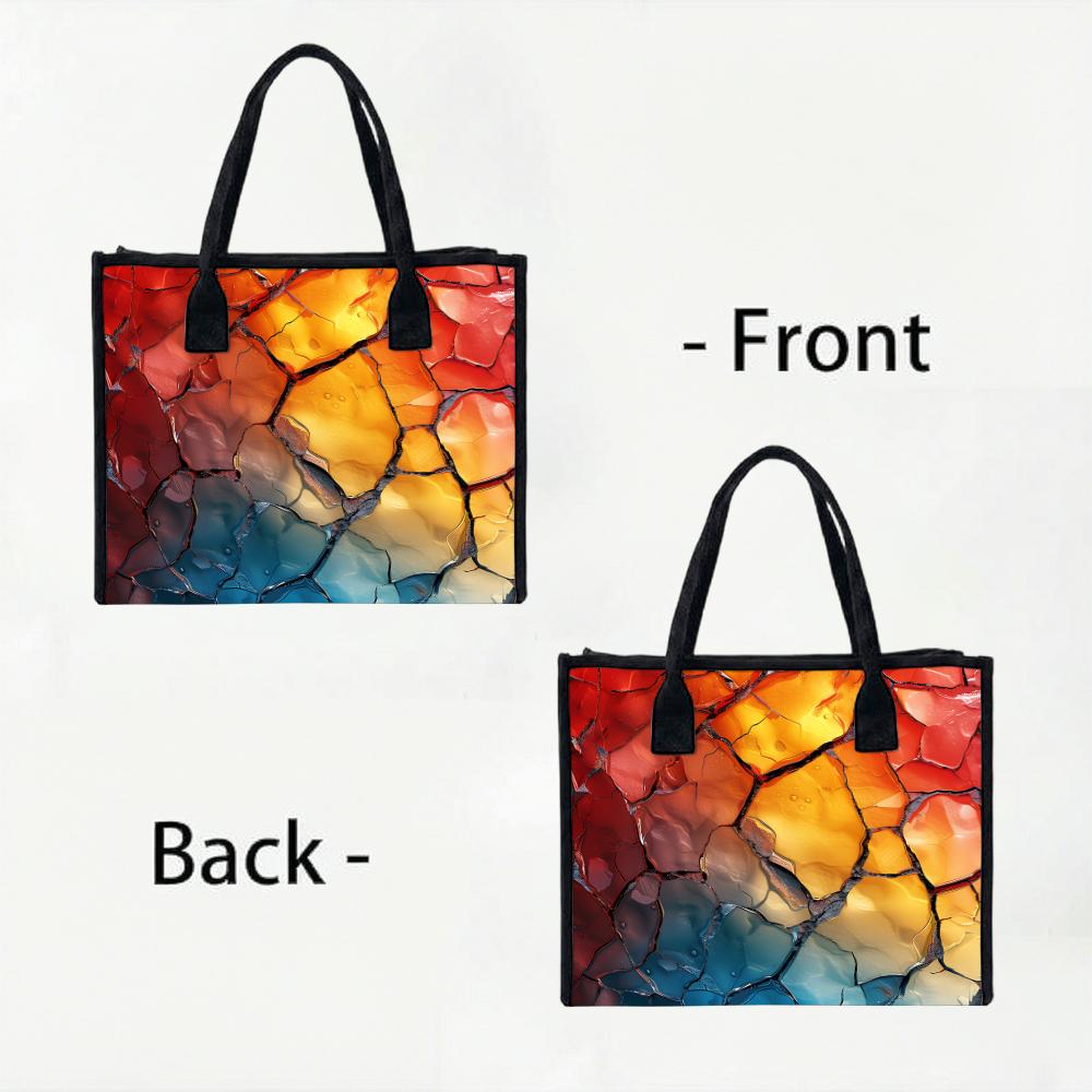 Colorful Crack Print Tote Bag Stylish Casual Large Capacity Handbag for Daily Use Shopping Travel