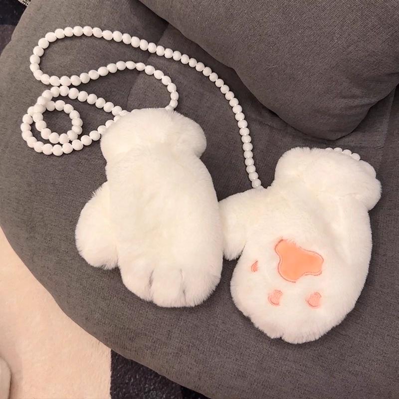 Lovely Cat Animal Hat Faux Fur Hooded Scarf Winter Thickened Cute Furry Ears Paw Gloves Hoodie Beanie Cap for Women Girls Lolita