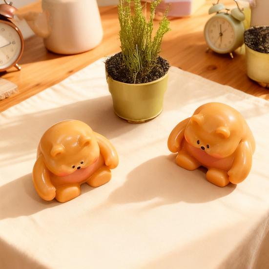 Mini Bear Squeeze Toy Stress Relief Sitting Bear Sensory Toy Slow Rising Cartoon Animal Fidget Toy Home Office Desk Toy