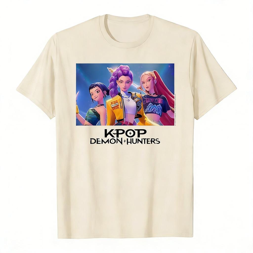 Camiseta Gráfica de Cazadores de Demonios Kpop Anime para Mujer Hombre Manga Corta 2026 Verano Streetwear Estampado de Grupo de Chicas Coreanas Tops de Moda