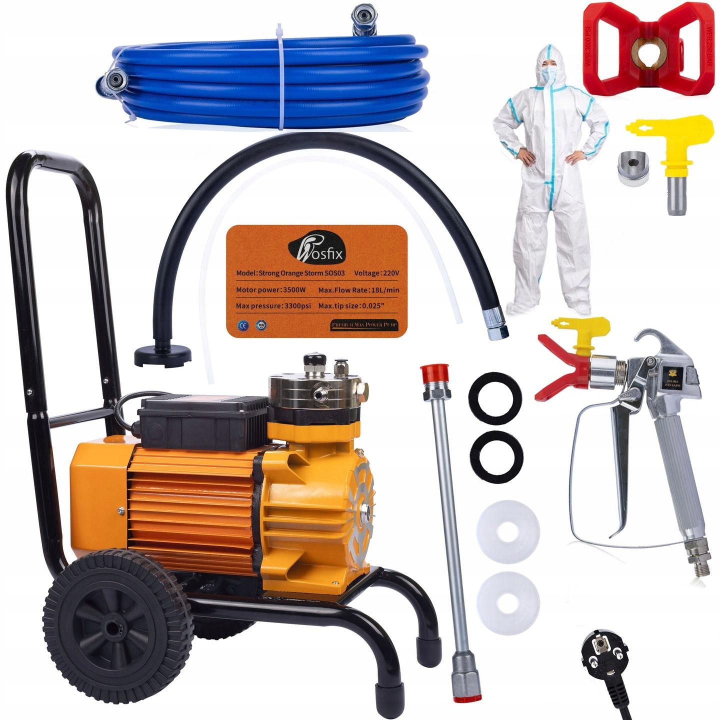 

Rosfix Agregat Malarski Strong Orange Storm SOS03 – Silnik Bezszczotkowy 3500W | Wydajność 300-500 m²/h | Zestaw z Uszczelkami i Kombinezonem